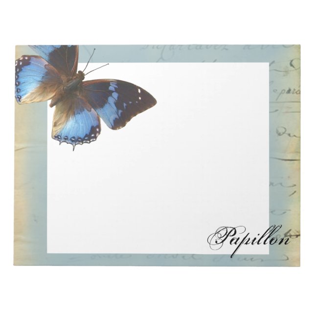 Blauer Schmetterling Notizblock (Vorderseite)