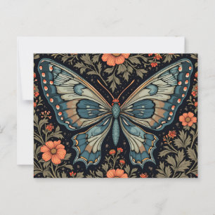 Blauer Schmetterling Orange Blumen Postkarte