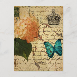blauer Schmetterling Paris Skripte französische Bo Postkarte