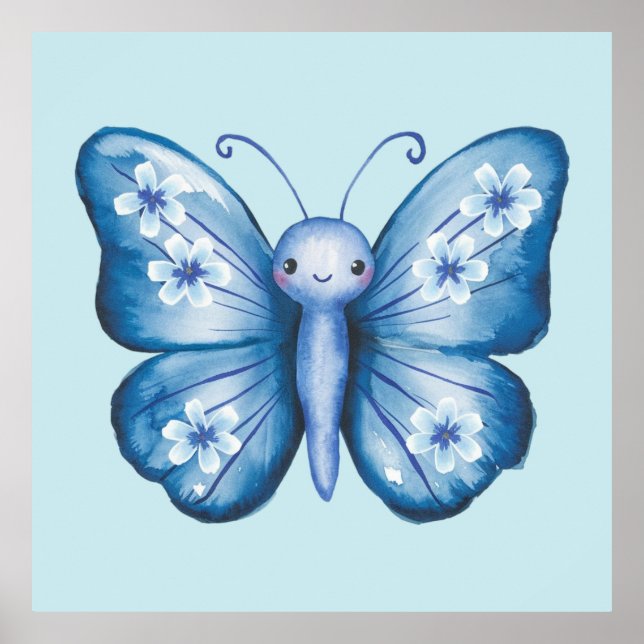 Blauer Schmetterling Poster (Vorne)