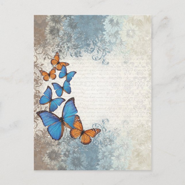 Blauer Schmetterling Postkarte (Vorderseite)