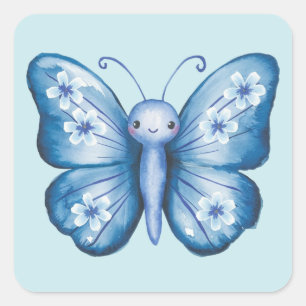 Blauer Schmetterling Quadratischer Aufkleber