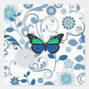 Blauer Schmetterling Quadratischer Aufkleber