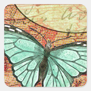 Blauer Schmetterling Quadratischer Aufkleber