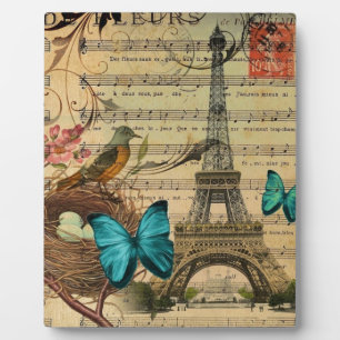 Blauer Schmetterling Robin Voice nest Paris Eiffel Fotoplatte
