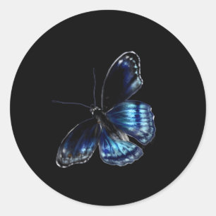 Blauer Schmetterling Runder Aufkleber