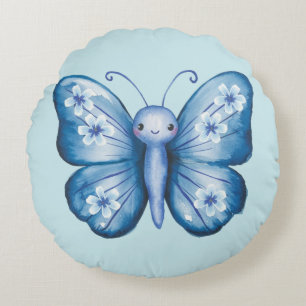 Blauer Schmetterling Rundes Kissen
