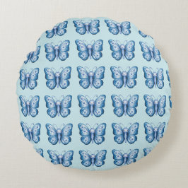 Blauer Schmetterling Rundes Kissen
