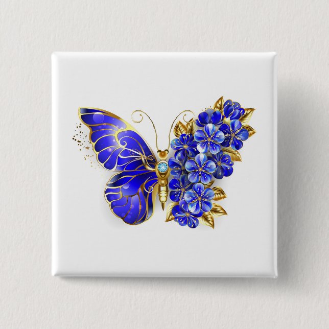 Blauer Schmetterling Saphir Button (Vorderseite)