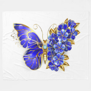 Blauer Schmetterling Saphir Fleecedecke