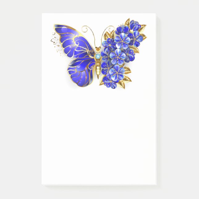 Blauer Schmetterling Saphir Post-it Klebezettel (Vorderseite)