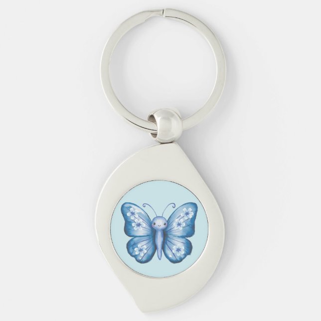 Blauer Schmetterling Schlüsselanhänger (Vorderseite)