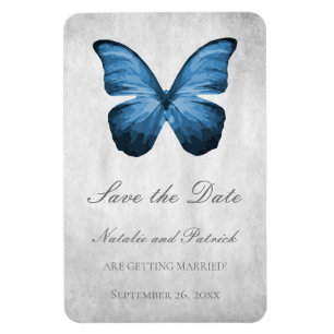 Blauer Schmetterling speichert das Datumsfenster Magnet