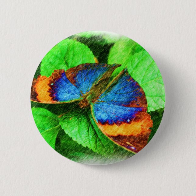 Blauer Schmetterling-Stift Button (Vorderseite)