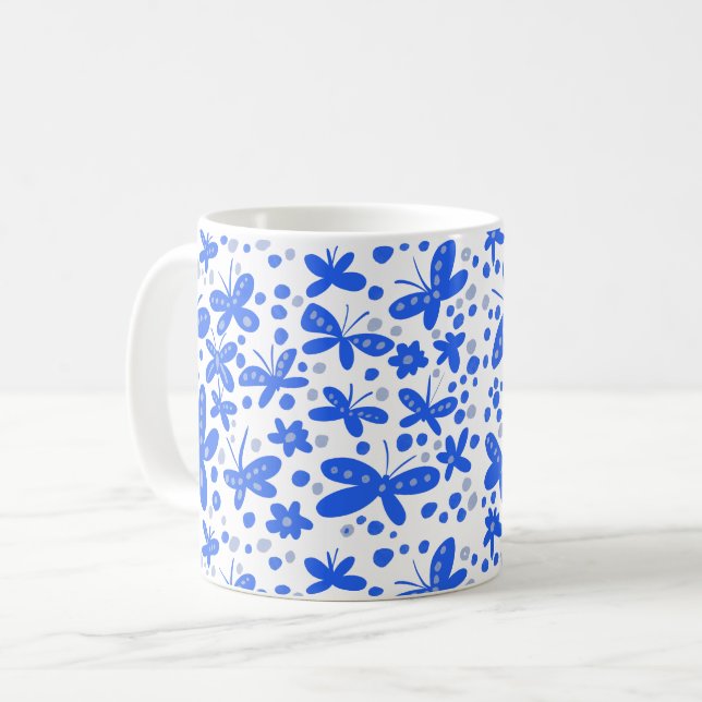 Blauer Schmetterling Tasse (Vorderseite Links)