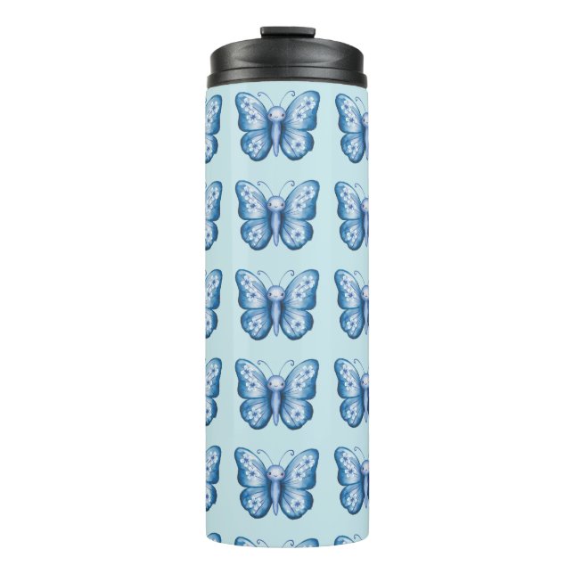 Blauer Schmetterling Thermosbecher (Vorderseite)
