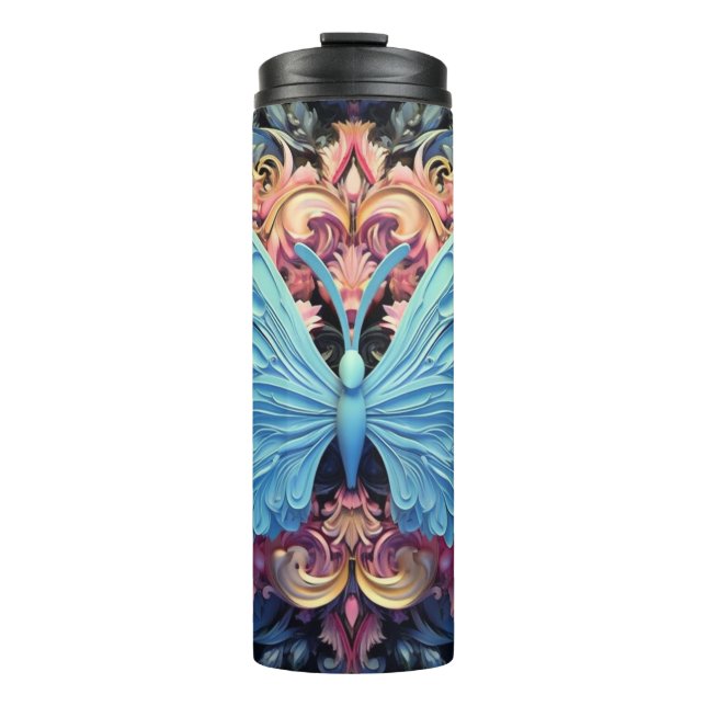 Blauer Schmetterling Thermosbecher (Vorderseite)