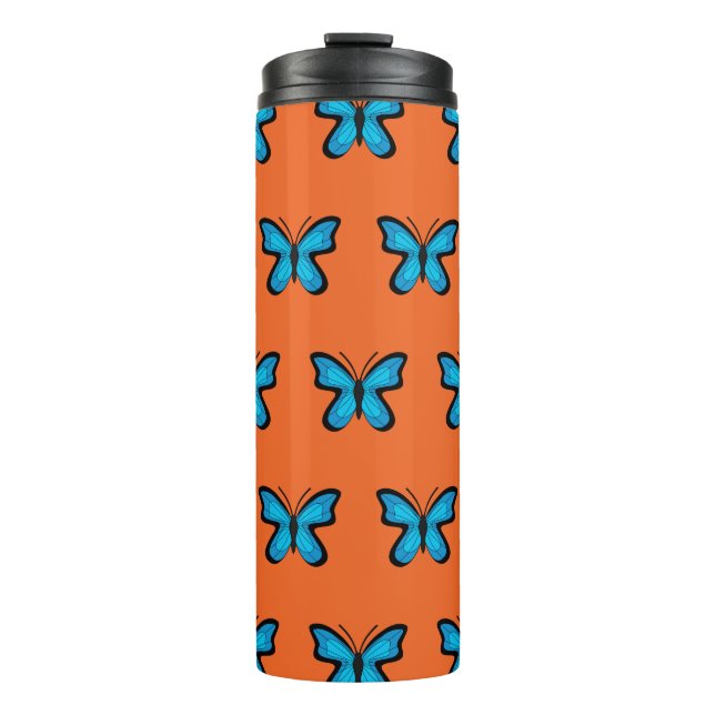 Blauer Schmetterling Thermosbecher (Vorderseite)