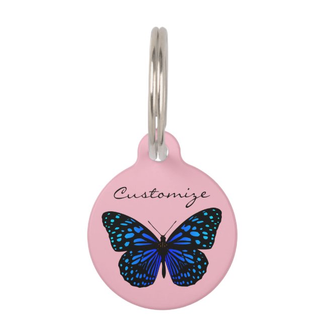 Blauer Schmetterling Thunder_Cove Haustiermarke (Vorderseite)