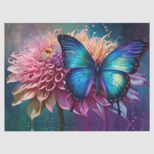 Blauer Schmetterling und der Dahlia Seidenpapier