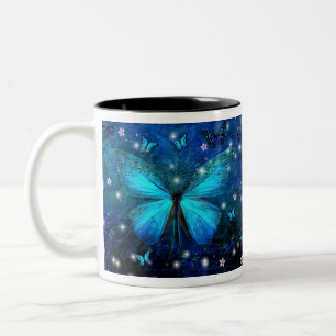 Blauer Schmetterling Zweifarbige Tasse