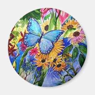 Blauer Schmetterlings-Garten Magnet