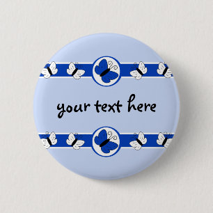Blauer Schmetterlings-Knopf Button