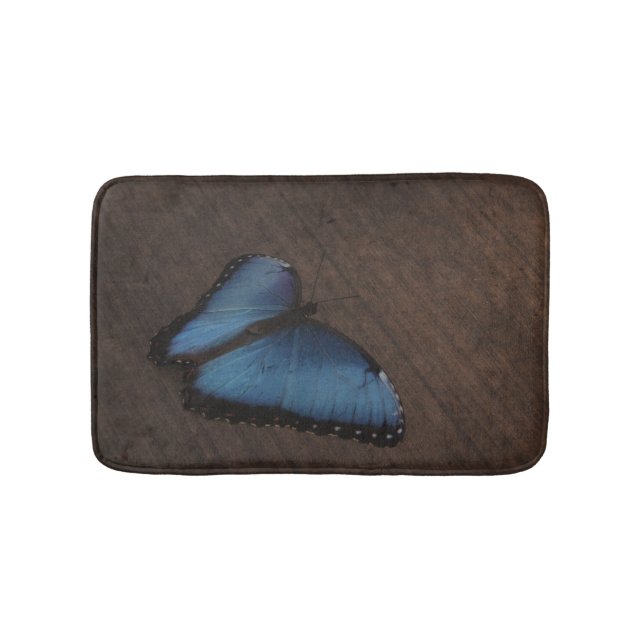 Blauer Schmetterlings-kundenspezifische Bad-Matte Badematte (Vorderseite)