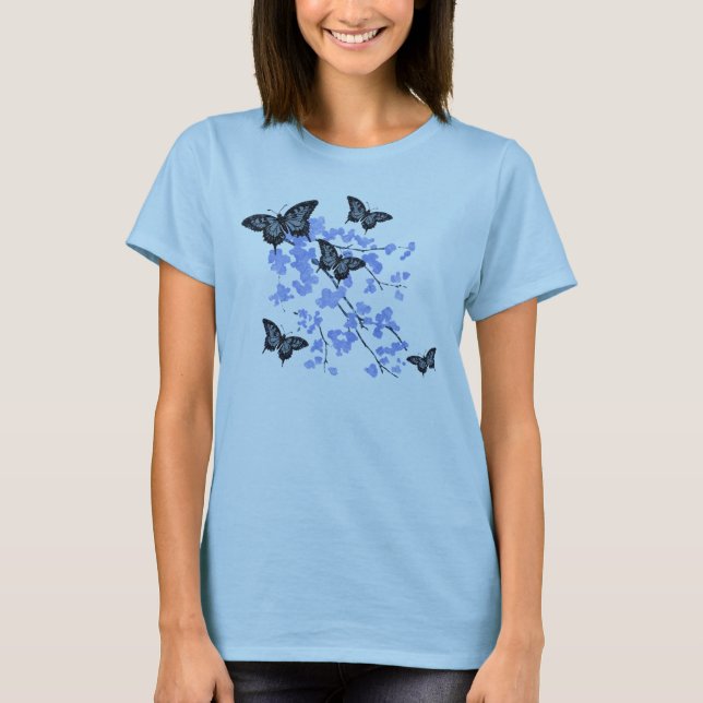 Blauer Schmetterlings-T - Shirt (Vorderseite)