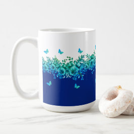 Blauer Schmetterlingsgarten Floral  Kaffeetasse