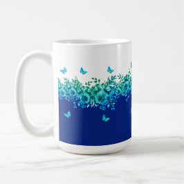 Blauer Schmetterlingsgarten Floral Kaffeetasse