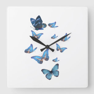 Blauer Schmetterlingsgarten Wanduhr – Elegante Nat