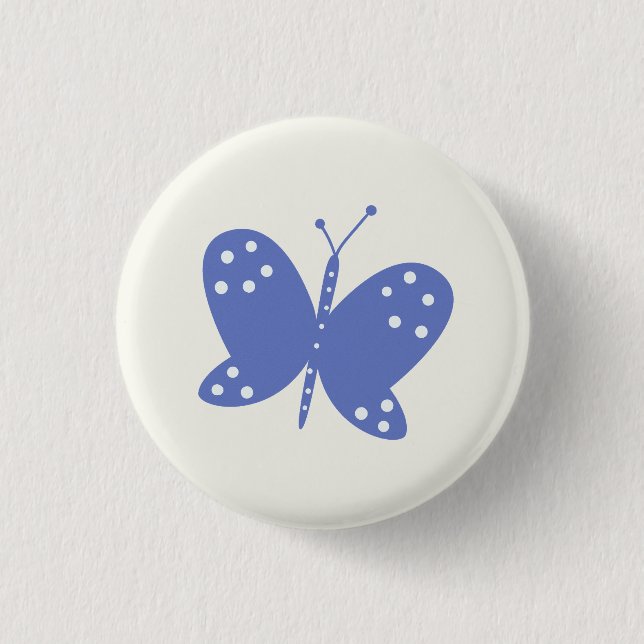 Blauer Schmetterlingsknopf Button (Vorderseite)