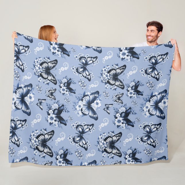Blauer Schmetterlingsmuster-Fliesblanket Fleecedecke (Beispiel)