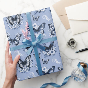 Blauer Schmetterlingsmuster-Geschenk Geschenkpapier