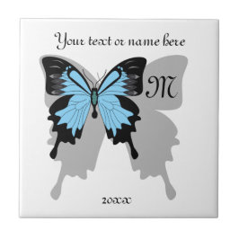 Blauer Schmetterlingsschattenmonogramm Fliese