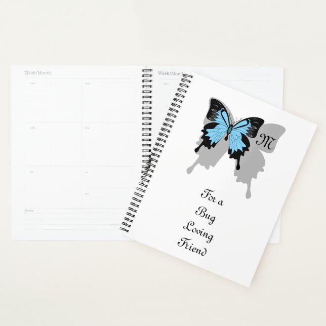 Blauer Schmetterlingsschattenmonogramm Planer (Anzeige)