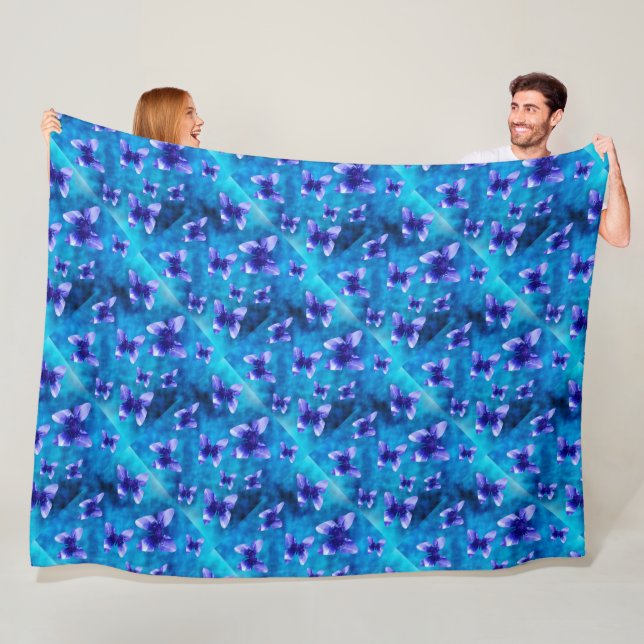 Blauer Schmetterlingssommer. Große Fleece Blanket (Beispiel)