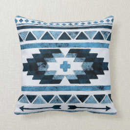 Blauer Schmutz-Azteke Stammes- Kissen