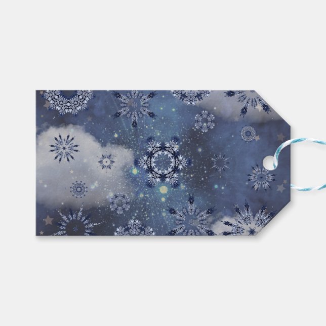 Blauer Schnee Geschenkanhänger (Vorderseite (Horizontal))