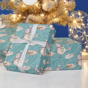 Blauer Schneefarben Wasserfarbe Handgestrichen Geschenkpapier