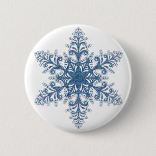 Blauer Schneeflocke Button