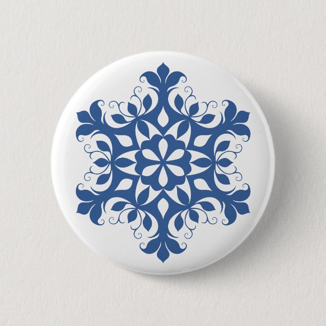 Blauer Schneeflocken Button (Vorderseite)