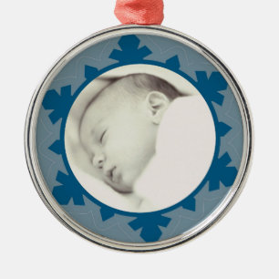 Blauer Schneeflocken-Foto Ornament Aus Metall
