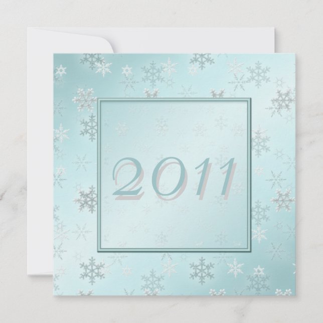 Blauer Schneeflocken Neujahr Party laden ein Einladung (Vorderseite)