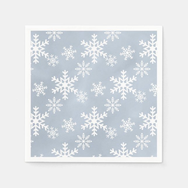 Blauer Schneeflocken Weihnachtsgebäck Geburtstagsp Serviette (Vorderseite)