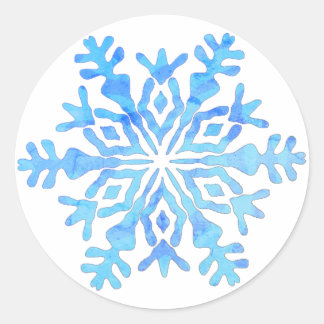 Blauer Schneeflockenaufkleber Runder Aufkleber