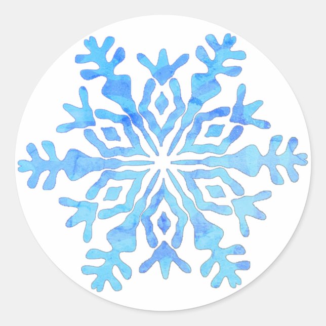 Blauer Schneeflockenaufkleber Runder Aufkleber (Vorderseite)