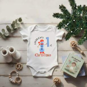 Blauer Schneemann Baby Strampler