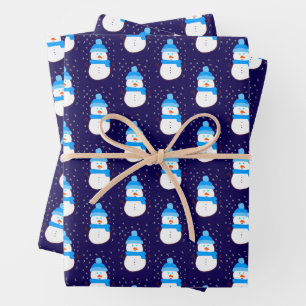 Blauer Schneemann in Flurry Geschenkpapier Set